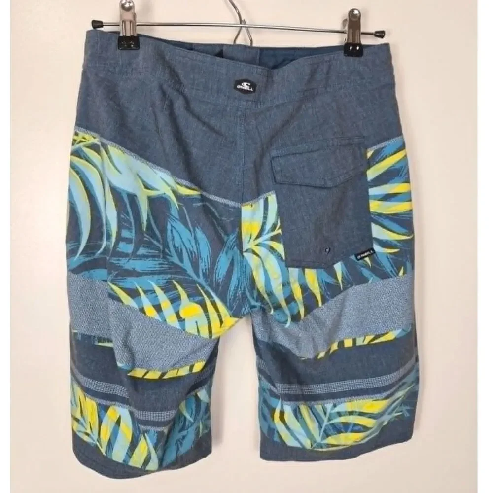 O'Neill Hyperfreak Canopy Sand Capitol Boardshorts Men 28 Blue Tropical Stretch